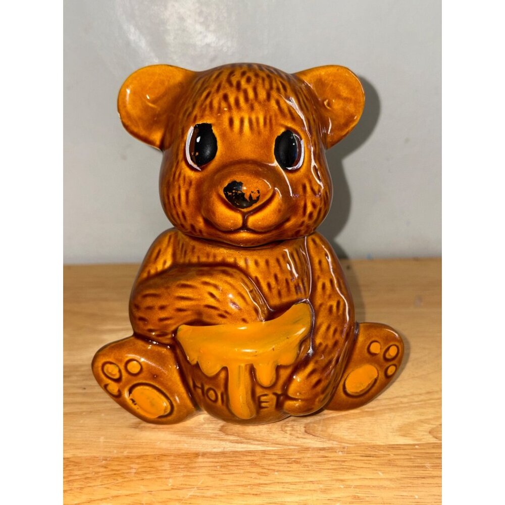 Vintage Ceramic Honey Bear Figurine Collectible Decor Honey Pot B Taiwan